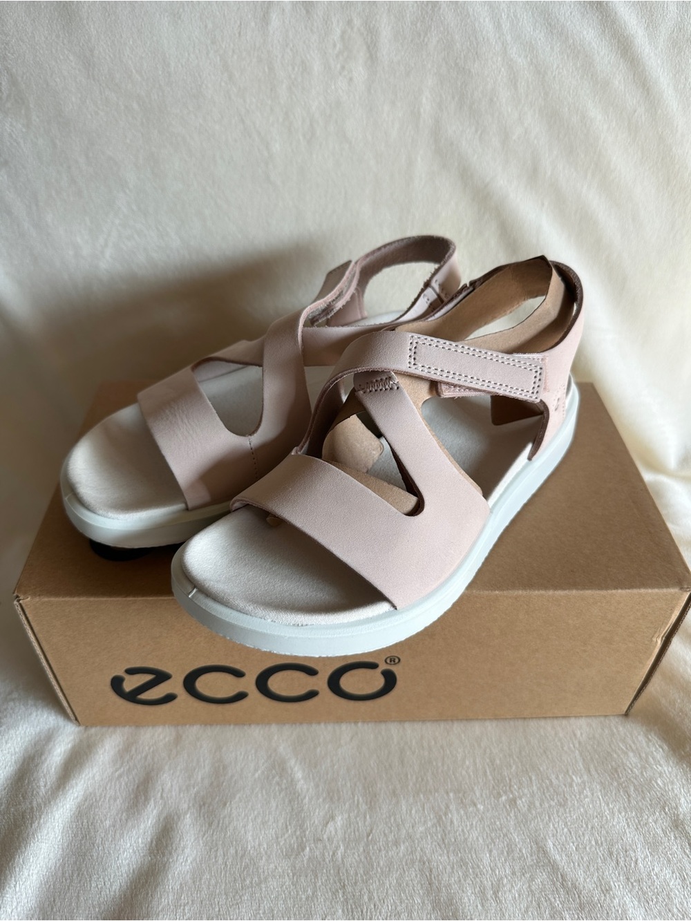 NIB! ECCO Women's Sandal 273753 Flowt Crosstrap In Rose Dust Size US6-6.5/ EU37
